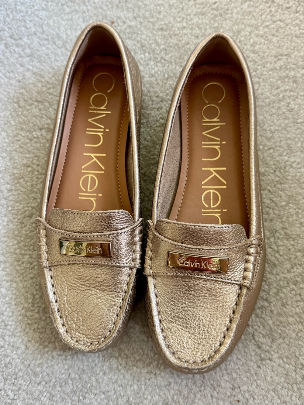 Calvin Klein Metallic Gold Slip-On Loafers